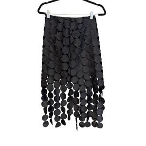 Commense Double Layered Skirt S Black Mini Laser Cut 3D Circle Festival Boho